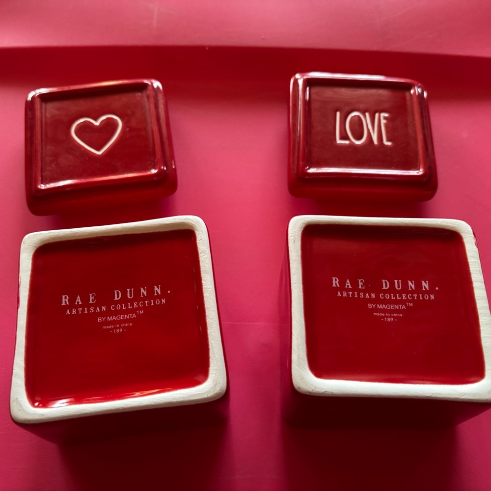 Rae Dunn Red Love Heart Dishes